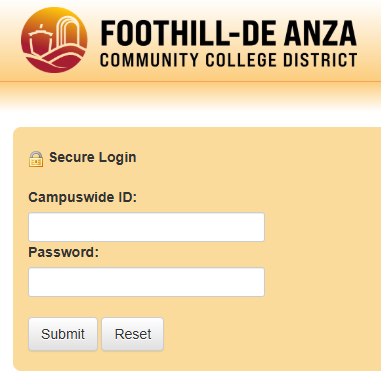 Login form for FHDA MyPortal including CWID and Password fields